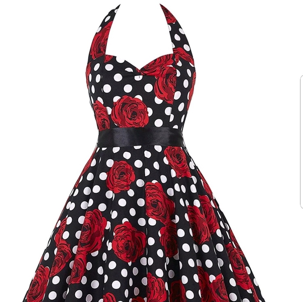 Women Vintage 1950s Halter Cocktail Party Swing Dr